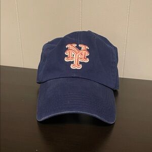 Blue Baseball Cap with Orange Logo
